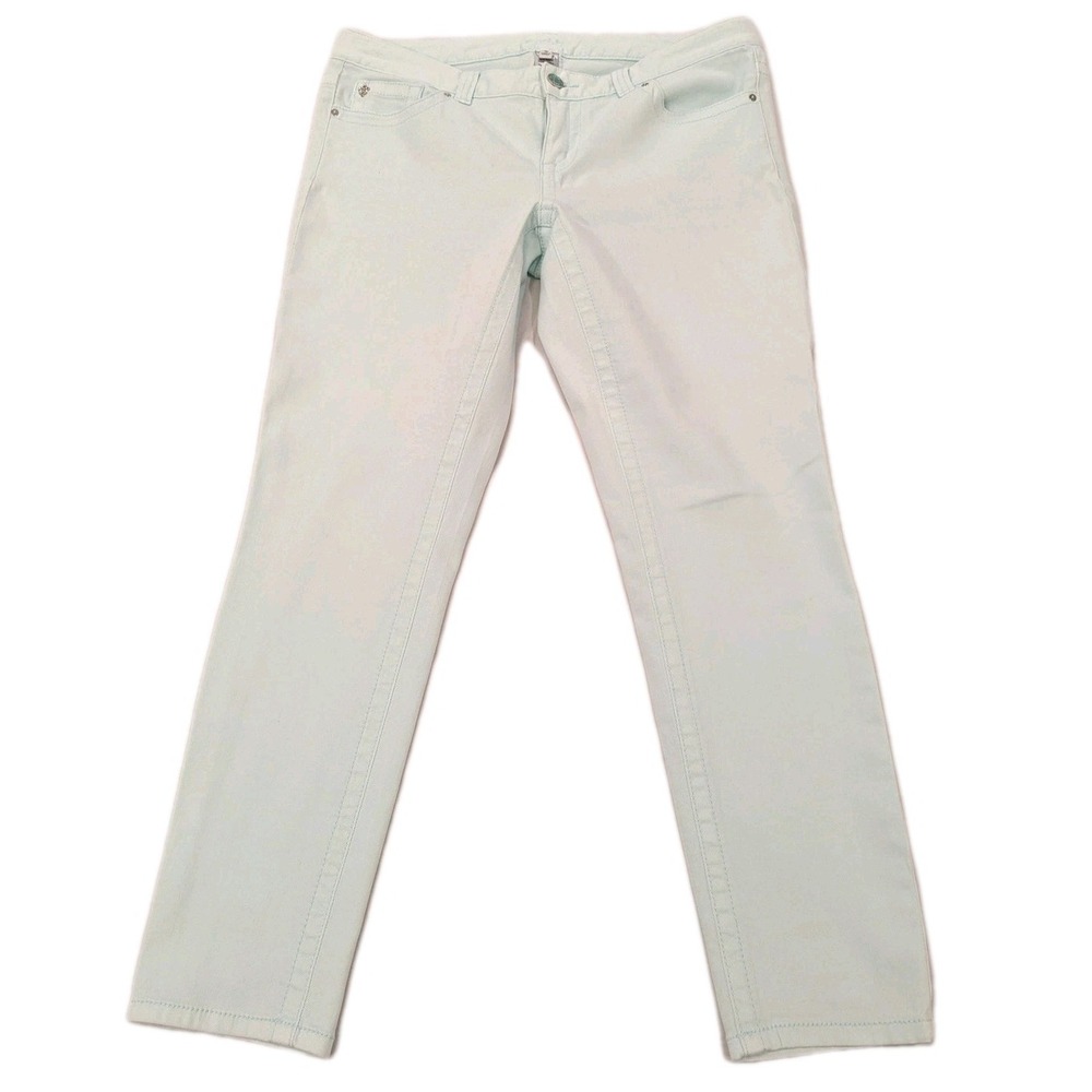 Cache Jeans Women 10 Mint Green Light Wash Skinny Stretch Denim Ankle Pants